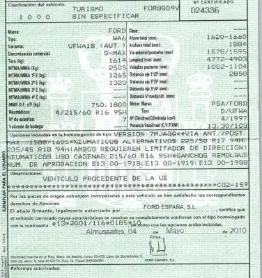Утилизация автомобиля ford s-max (wa6) 2.0 tdci года 2010 питание ufwa