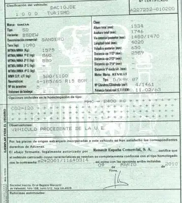 Veículo de Sucata dacia sandero 1.5 dci do ano 2010 alimentado k9k8796