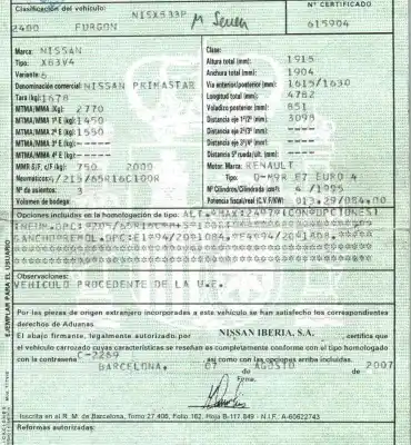 Veículo de Sucata nissan primastar furgón (x83) 2.0 dci 115 do ano 2007 alimentado d/m9r e7