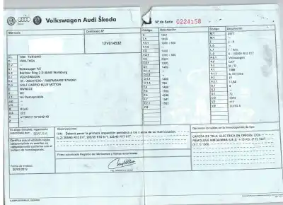 Veicolo di demolizione volkswagen golf vi descapotable (517) 1.6 tdi dell'anno 2012 alimentato cayc