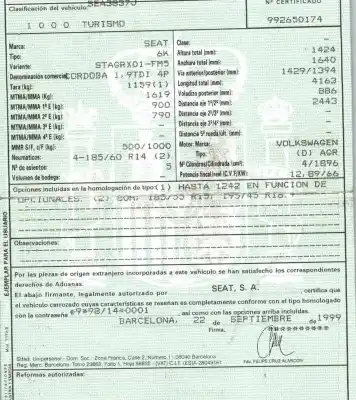 Утилизация автомобиля seat                                               cordoba (6k1, 6k2)                                                                                                                                                                                                                                         1.9 tdi                                                                                                                                                                                                                                                    года 1999 питание agr
