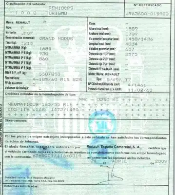Здавання транспортного засобу renault                                            modus / grand modus (f/jp0_)                                                                                                                                                                                                                               1.5 dci (fp0f, jp0f)                                                                                                                                                                                                                                       року 2009 потужний k9kt766