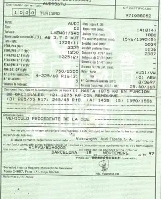 Утилизация автомобиля audi a8 d2 (4d2, 4d8) 3.7 года 1998 питание aew