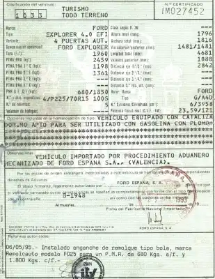 Scrapping Vehicle ford explorer 4.0 v6 cat of the year 1993 powered a4d