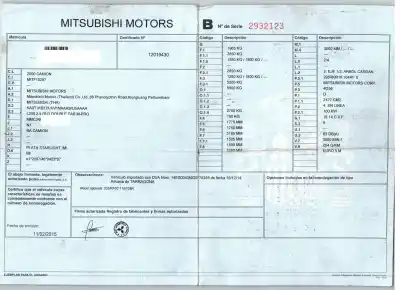 Утилизация автомобиля mitsubishi l200 / triton (ka_t, kb_t) 2.5 di-d 4wd (kb4t) года 2015 питание 4d56