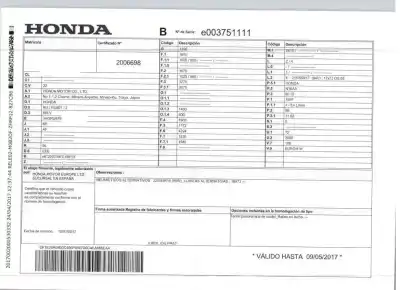 Veículo de Sucata honda hr-v (ru) 1.6 i-dtec (ru8) do ano 2017 alimentado n16a3