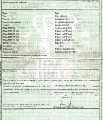 Утилизация автомобиля opel                                               astra h (a04)                                                                                                                                                                                                                                              1.7 cdti (l48) года 2007 питание z17dth