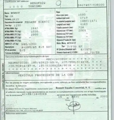 Утилизация автомобиля renault                                            scénic i monospace (ja0/1_, fa0_)                                                                                                                                                                                                                          1.9 dti (ja1u) года 2002 питание f9q q7