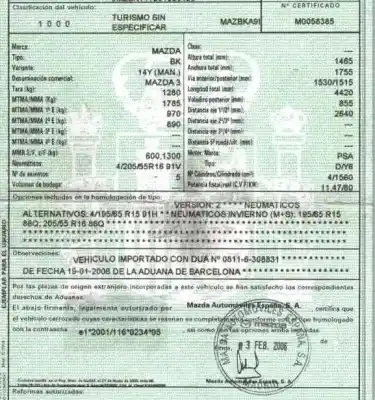 Scrapping Vehicle mazda 3 (bk) 1.6 di turbo of the year 2006 powered y6