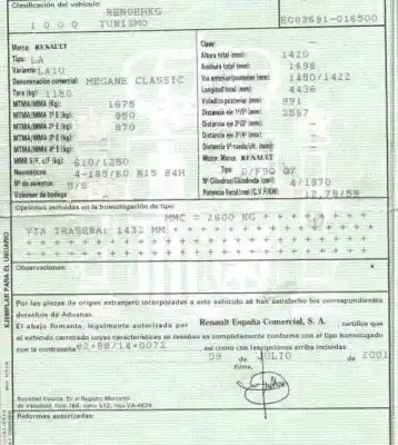 Утилизация автомобиля renault megane i classic (la0/1_) 1.9 dti (la1u) года 2001 питание f9qq744