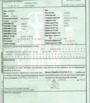 Здавання транспортного засобу renault megane ii (bm0/1_, cm0/1_) 1.9 dci року 2007 потужний f9ql818