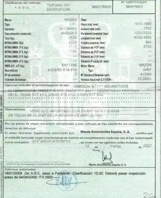 Veicolo di demolizione mazda 5 (cr19) 2.0 cd (cr19) dell'anno 2007 alimentato rf