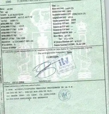Утилизация автомобиля audi                                               a6 c6 (4f2)                                                                                                                                                                                                                                                3.2 fsi quattro года 2009 питание auk