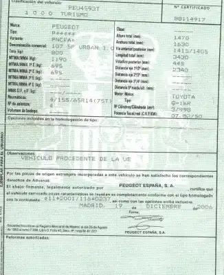 Veicolo di demolizione peugeot 107 (pm_, pn_) 1.0 dell'anno 2007 alimentato 1kr