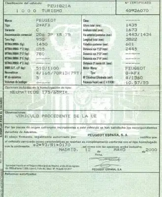 Veículo de Sucata peugeot 206 fastback (2a/c) 1.4 i do ano 2000 alimentado kfx