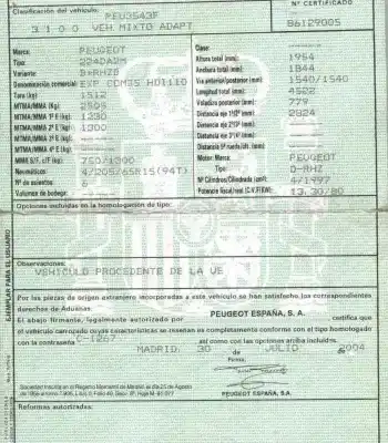 Утилизация автомобиля peugeot expert (224_) 2.0 hdi года 2004 питание rhz