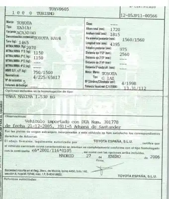 Scrapping Vehicle toyota rav 4 iii (_a3_) 2.0 4wd (aca30_) of the year 2006 powered 1az