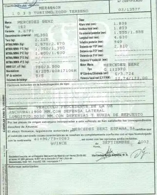 Veicolo di demolizione mercedes-benz clase m (w163) ml 350 dell'anno 2003 alimentato 112970