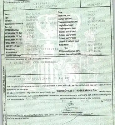 Здавання транспортного засобу citroen jumpy (u6u_) 1.9 d 70 року 2003 потужний wjy