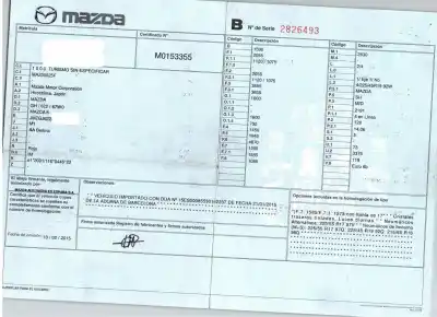 Veículo de Sucata mazda 6 sedán (gj, gl) 2.2 d (gj2fp) do ano 2015 alimentado shy1