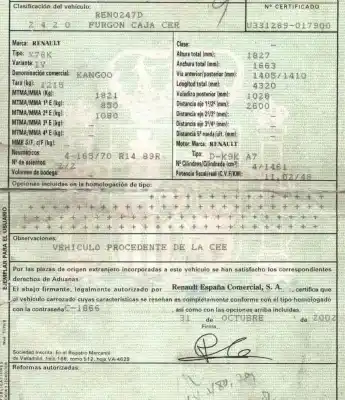 Утилизация автомобиля renault kangoo express (fc0/1_) 1.5 dci (fc07, fc1r) года 2002 питание k9kj750