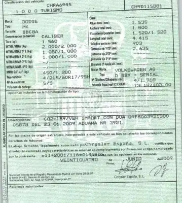 Scrapping Vehicle dodge caliber 2.0 crd of the year 2009 powered byl