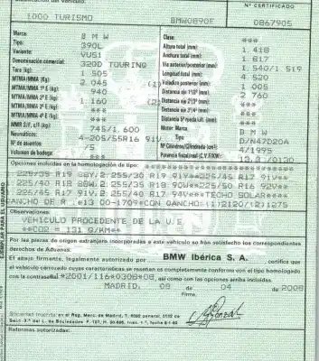 Veículo de Sucata bmw 3 touring (e91) 320 d do ano 2008 alimentado n47d20a