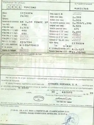 Scrapping Vehicle citroen ax (za-_) 15 d of the year 1995 powered vjz