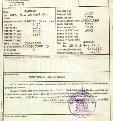 Veículo de Sucata jaguar xj 6 4.2 do ano 1986 alimentado xk 4.2 ( -79)