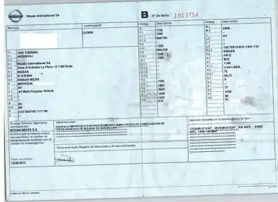 Veículo de Sucata nissan micra iv (k13k) 1.2 dig-s do ano 2013 alimentado hr12