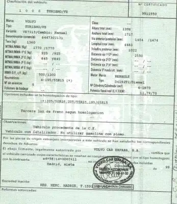 Veículo de Sucata volvo s40 i (644) 1.9 di do ano 1999 alimentado d4192t2