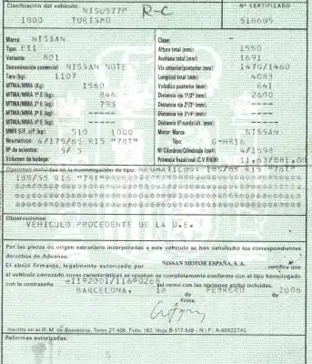 Veículo de Sucata nissan note (e11, ne11) 1.6 do ano 2006 alimentado hr16