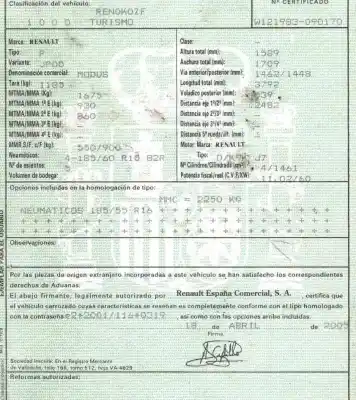 Утилизация автомобиля renault                                            modus / grand modus (f/jp0_)                                                                                                                                                                                                                               1.5 dci (fp0d, jp0d) года 2005 питание k9kj750
