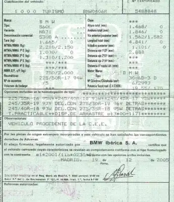 Sloopvoertuig bmw 5 (e60) 530 d van het jaar 2005 aangedreven 306d3