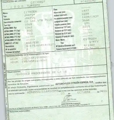 Утилизация автомобиля citroen c2 (jm_) 1.4 года 2006 питание kfv