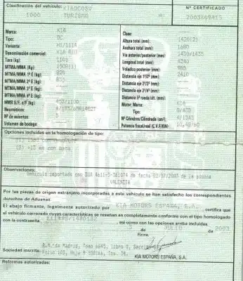 Scrapping Vehicle kia rio i fastback (dc) 1.3 of the year 2003 powered a3d