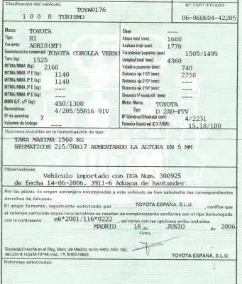 Vehicul casat toyota corolla verso (r1) 2.2 d-4d sol al anului 2006 alimentat 2adftv