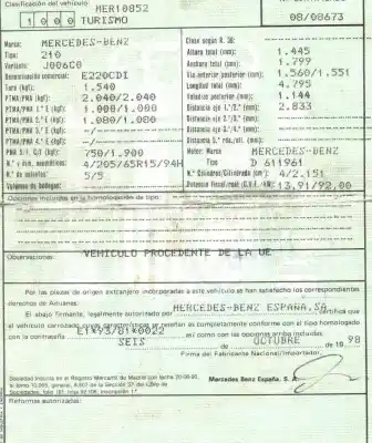 Veículo de Sucata mercedes-benz clase e (w210) e 220 cdi (210.006) do ano 1999 alimentado 611961
