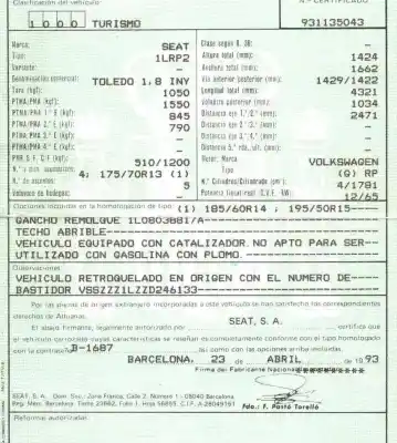 Утилизация автомобиля seat toledo i (1l2) 1.8 i года 1993 питание rp