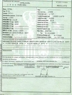 Здавання транспортного засобу opel corsa d (s07) 1.4 (l08, l68) року 2007 потужний z 14 xep