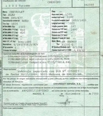 Scrapping Vehicle chevrolet aveo 1.2 cat of the year 2010 powered 