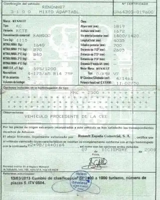 Veículo de Sucata renault kangoo (kc0/1_) 1.5 dci do ano 2006 alimentado k9kv714