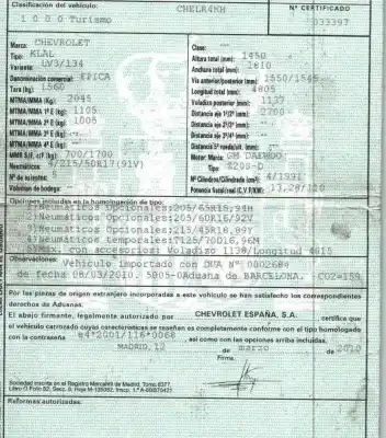 Sloopvoertuig chevrolet epica (kl1_) 2.0 d van het jaar 2010 aangedreven z20s