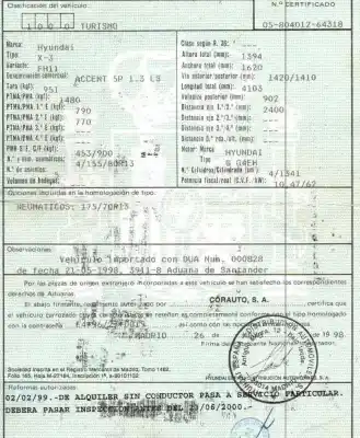 Veículo de Sucata hyundai accent i (x-3) 1.3 i 12v do ano 1998 alimentado g4eh