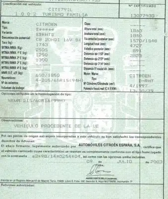 Scrapping Vehicle citroen c8 (ea_, eb_) 2.0 hdi of the year 2003 powered rht (dw10ated4)