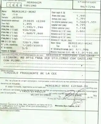 Veículo de Sucata mercedes-benz clase e (w210) e 200 (210.035) do ano 1996 alimentado 111