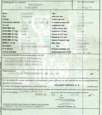 Утилизация автомобиля peugeot                                            206 fastback (2a/c)                                                                                                                                                                                                                                        2.0 hdi 90                                                                                                                                                                                                                                                 года 2001 питание rhy (dw10td)