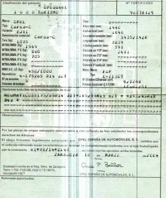 Scrapping Vehicle opel                                               corsa c (x01)                                                                                                                                                                                                                                              1.3 cdti (f08, f68) of the year 2004 powered z13dt