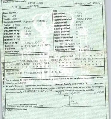 Здавання транспортного засобу renault scénic ii (jm0/1_) 1.6 16v (jm1r) року 2008 потужний k4m 97