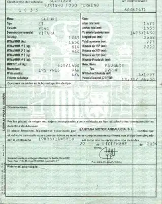 Veicolo di demolizione suzuki vitara (et) hdi (se 420hdi) dell'anno 2005 alimentato rhp